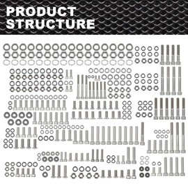 CNNELL ATV Bolt Screw Kit Set 378 Piece Compatible with Yamaha Banshee 350 YFZ350 1987-2006 Polished Stainless Silver Color Iron