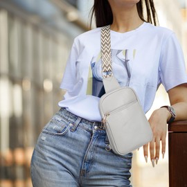 GEMIU Anti Theft Small Sling Bag for Women, Crossbody Bags for Women RFID Fanny Packs Vegan Leather for Women Travel Shopping Grey