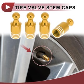 HEROFFIX 4 Pcs Bowling Shape Tire Valve Stem Caps Decorative Tyre Valve Dust Covers 7x28mm Gold Tone Aluminum Alloy
