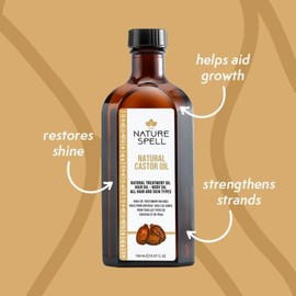 Nature Spell Castor Oil for Hair, Skin, Eyelashes, Eyebrows and Nails, Pre-Diluted Castor Oil for Hair Growth & Scalp, Split Ends and Dry Skin, with Pump and Root Comb Applicator, Vegan, 150ml