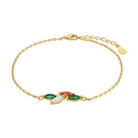 Amor 2037009 Women's Bracelet 925 Sterling Silver with Synthetic Zirconia Opal 17 + 2 cm Gold Comes in Jewellery Gift Box, Sterling Silver, Synthetic zirconia, opal