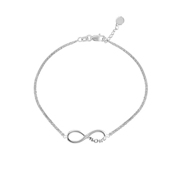 JewelryWeb 925 Sterling Silver Side ways Infinity Mom Adjustable Bracelet