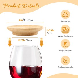 Wine Glass Charcuterie Topper, 4Pcs Wine Glass Topper Coasters Plate, Bamboo Round Charcuterie Board Wine Glass Topper Appetizer Plates for Family Gatherings, Restaurants, Bars