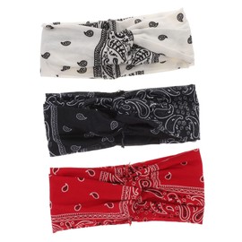 OATIPHO 3pcs Bohemia Flower Printed Wide Headbands for Women Twisted Elastic Hair Wraps for Stylish Look Comfortable Hair Accessories for Daily Wear