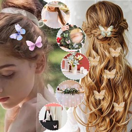 NiceYnn 20pcs Mini Lace Butterfly Hair Clips for Girls, Small Double Layered Butterfly Crocodile Clips, Realistic Colorful Moving Wings Alligator Clips Cute Tiny Hair Accessories for Women J