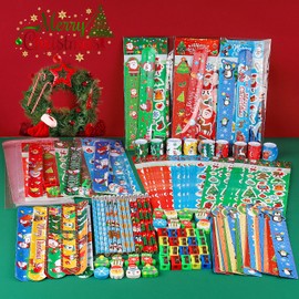 Christmas School Stationery Party Favors 28 Pack with Pencils, Rulers, Erasers, Stickers, Goodie Bags for Kids, Classroom Gifts, Bulk Prizes, Holiday Gifts