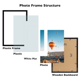 JCJMY 11x17 Picture Frame Black with 8x10 Mat, Display Photo 8x10 with Mat or 11 x 17 Without Mat, Wall Hanging Large 11x17 Poster Frame with Shatter Resistant Plexiglass, Black