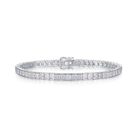 3x3mm Square Moissanite Tennis Bracelet S925 Silver D Color VVS 18K Gold Plated Princess Cut Unisex Design Moissanite BraceletColor: Silver, Length: 18cm