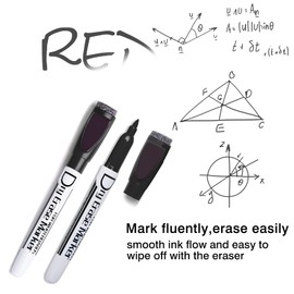 Volcanics Magnetic Dry Wipe Pens Dry Erase Markers With Eraser Cap Low Odor Fine Tip Whiteboard Pens Pack of 12, Black