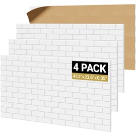 TONOR Brick Pattern Acoustic Panels, 4-Pack 47.2"x23.6"x0.35" High Density Sound Proof Panels for Walls, Wall Panels for Interior Wall Décor, Soundproofing for Recording Room, Studio, White