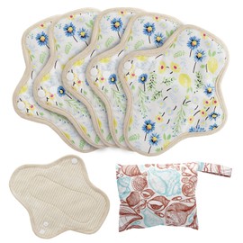 MQUPIN Reusable Cotton Pads, Washable Panty Liners, Washable Sanitary Pads for Menstruation, Leak-proof Design, Suitable for All Women, Pack of 5