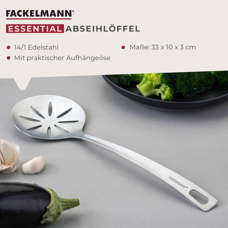 Fackelmann Essential Stainless Steel Strainer Spoon - Ideal for Dumplings,