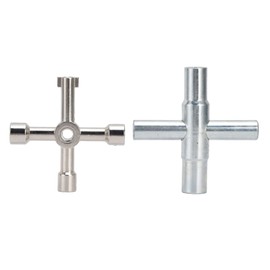 Tyenaza 2pcs Water Key, Stainless Steel 4 Way Sillcock Key Wrench 4-Way Utility Key Kit, Faucet Wrench Tool for Valve Faucet Cabinet Opening Key and Spigots