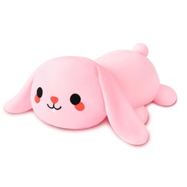 Xfrog Weighted Rabbit Plush, Weighted Rabbit Soft Toy Against Anxiety, Cute Bunny Plush Toy, Soft Bunny Cushion, Toy, Gift for Adults, Girlfriends, Pink, 35 cm