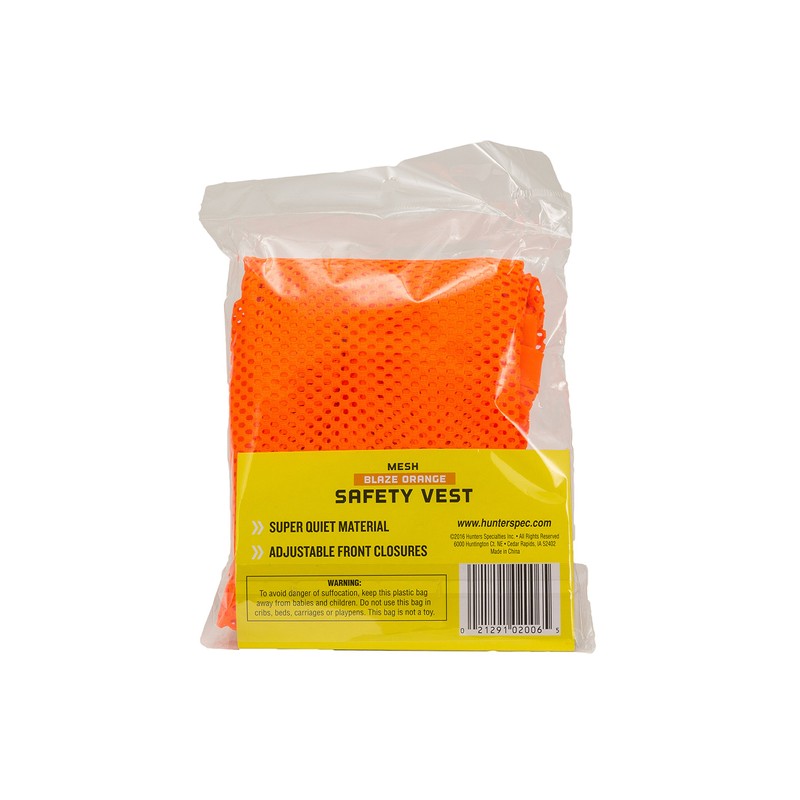 Hunters Specialties Adult Mesh Safety Vest - Blaze Orange High