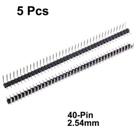 Sourcingmap 5Pcs 2.54mm Pitch 40P Single Row Curved Connector Pin Header Strip for Prototype Shield