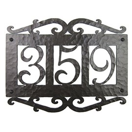 Spanish Mediterranean Hammered Wrought Iron Address Plaque APH13 (Bronze)