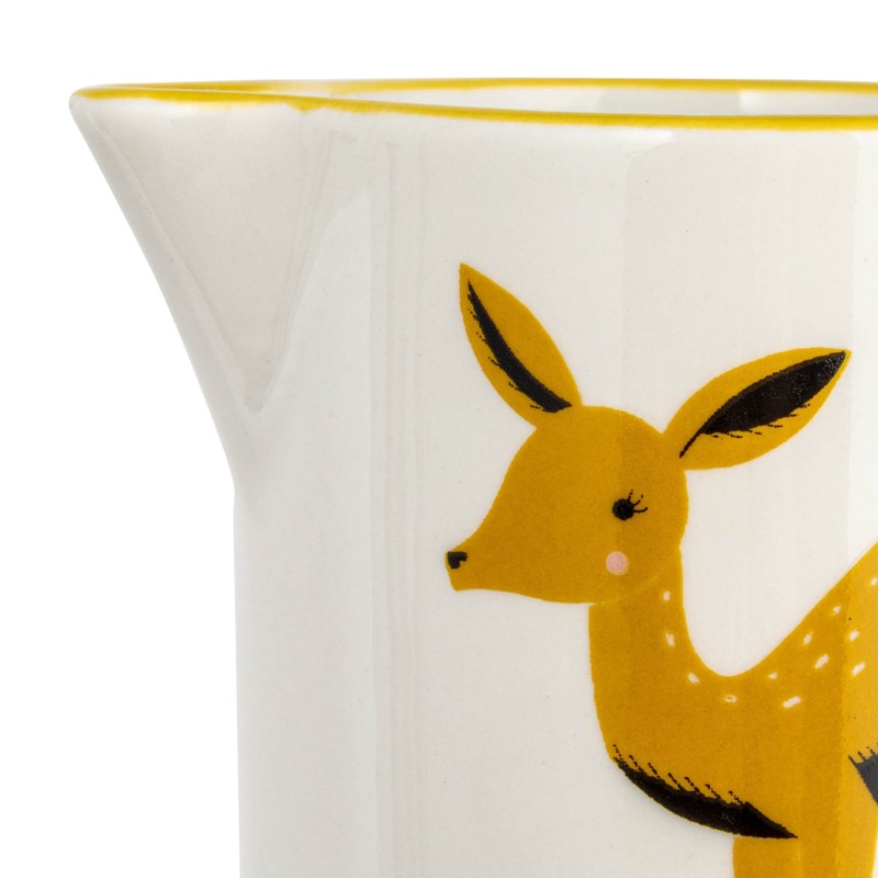Creative Co-Op Stoneware Painted Deer, Multicolor Creamer, Ivory