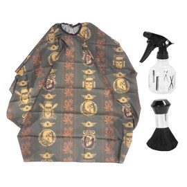 Hair Cutting Cape Kit Barber Cape Neck Duster Brush Transparent Water Sprayer Salon Haircut Hairdressing Tool Kit Golden Print