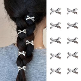 Small Hair Clips Silver Bow Knot Hair Clip for Women Bow Hair Clips Hairpins Small Hairpins Cute Hair Clips for Hair Silver Bow Hair Clips Mini Hair Clips Cute Bow Clips Fashion Hair Accessories 10PCS