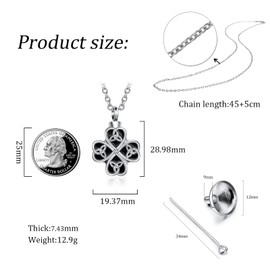 OutstandLong Four Leaf Clover Urn Necklace for Ashes for Human Men Celtic Knot Cremation Jewelry for Ashes Keepsake Memorial Locket Pendant