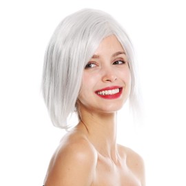 WIG ME UP - GFW3126A-1001A Women's Bob Cosplay Wig Short Straight Parting White Grey