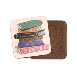 Square Single Coaster - Fiction Addiction Addicted to Reading Bookworm Books Addict Men Boys Girls Love Fan Drinks Kitchen Home Gift #80114