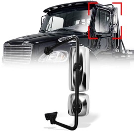 High Soar Door Mirror Assembly for Freightliner M2 (2004-2016),Rear View Mirror Assembly with Arm for Freightliner M2 100 / M2 106 / Columbia Driver Side Left Side (Chrome)