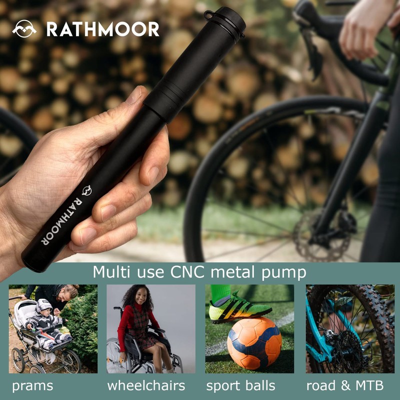Rathmoor CNC Machined Bike Mini Pump with inline Gauge and