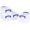Really Useful Box 0.7 Litre Plastic Storage Box Clear (Pack