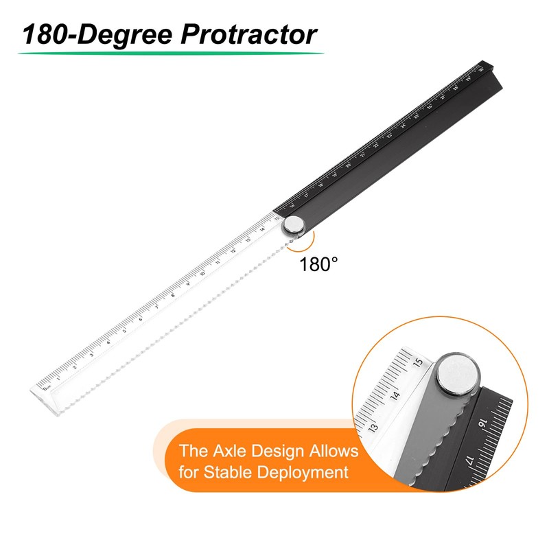 sourcing map 2pcs Folding Straight Ruler 30cm Metric Aluminum Alloy