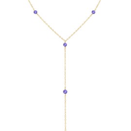 Tanzanite Dainty Y Necklace in 14k Gold Fill