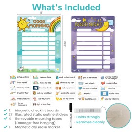 Magnetic Morning Bedtime Routine Chart for Kids,Toddler Daily Schedule Board, Unicorn Behavior Chart for Kids at Home,Toddlers Schedule Board