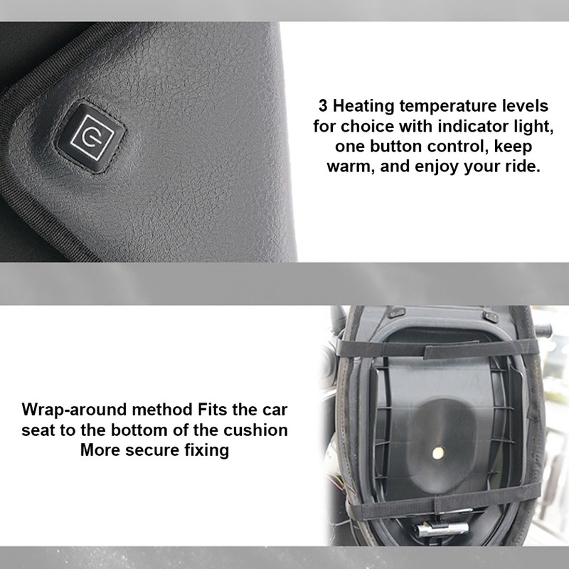 Motorcycle Heated Seat Cushion Electric Heated Seat Pad 3-Speed Adjustable