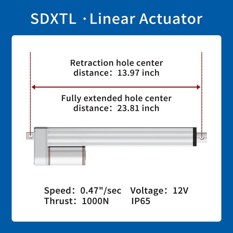 Stroke 9.84inch 220 lbs 12v 0.47"/sec Electric Linear Motor Actuator