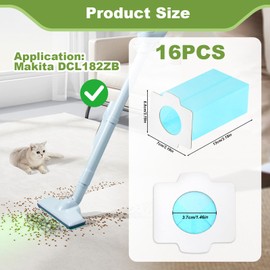 16 Stück Staubsaugerbeutel für Makita Papierfilter Staubsauger Filter für Makita DCL182 CL107 CL072 CL102 BCL142 BCL182 1124 7681 Paper Pack Staubsauger Part No.194566-1 198744-5 198745-3