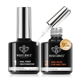 modelones 9 in One Gel Nail Glue Prep Dehydrator for Acrylic Nails Tips/Bloom Gel/Adhesive Bond, Long Lasting Curing Needed