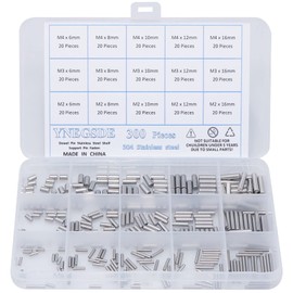 300 Pieces Dowel Pins M2 M3 M4 304 Stainless Steel Shelf Support Pegs Pin Rod Fasten Elements Assortment Kit