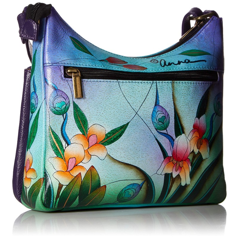 Anna by Anuschka Women's Medium Cross Body Hobo, Midnight Peacock,