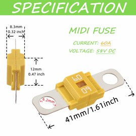 SIGANDG Midi Fuse Holder and 2 Pieces Midi High Current Fuse Screw Fuse 60A for Cars, Trucks, Vehicles, Midi Fuse 60 Amp