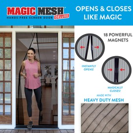 Magic Mesh Deluxe, Black | Magnetic Screen Door, Heavy Duty, Magnetic Closure, Door Net, Patio Screen, Sliding Door Screen, Bug Screen for Doorways, Kid & Pet Friendly | Size 39" x 83" (Pack of 2)
