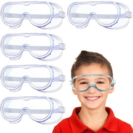 Congralala 5 Pieces Kids Safety Goggles,Kids Science Goggles, Lightweight Anti-Fog Lab Goggles,Clear Lens Eye Protection Soft Safety Glasses