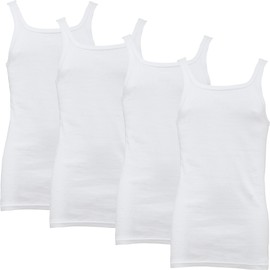 Erwin Müller Men's 4 Pack Fine Rib Vests White Size 5, White