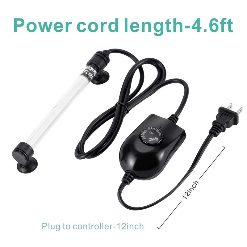 hygger 100W Mini Inline Quartz Glass Aquarium Heater with External
