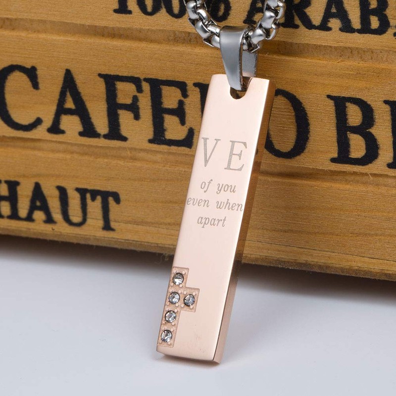 Wolentty His and Hers Couple Necklace Stainless Steel Distance Couples