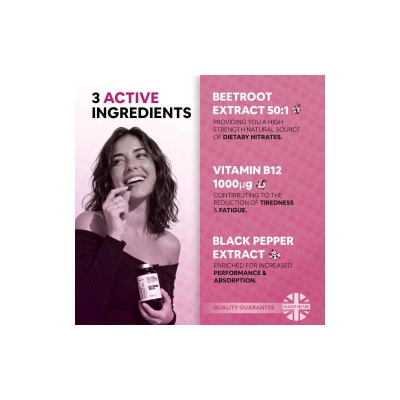 15000mg Beetroot Capsules with Vitamin B12 1000mcg & Black Pepper