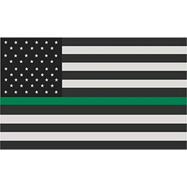 Thin Green Line Subdued American Flag Military Federal Agent Sticker (3" x 1")