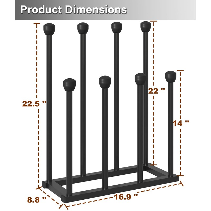 22.5 Inches Free Standing Shoe Racks, Tall Black Metal Boot