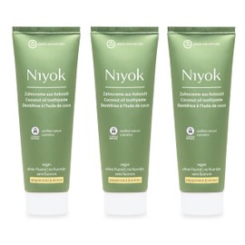 Niyok Natural Cosmetics Fluoride Free Natural Coconut Oil Toothpaste, Peppermint Lemon 75 ml, 3-Pack