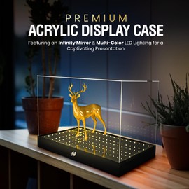 Harmony Haven Acrylic Display Case with Infinity Mirror & Multi-Color LED Lighting - Sturdy 4mm Design, Remote-Controlled Lights, Simple Assembly. for Collectibles, Action Figures, Sports Memorabilia